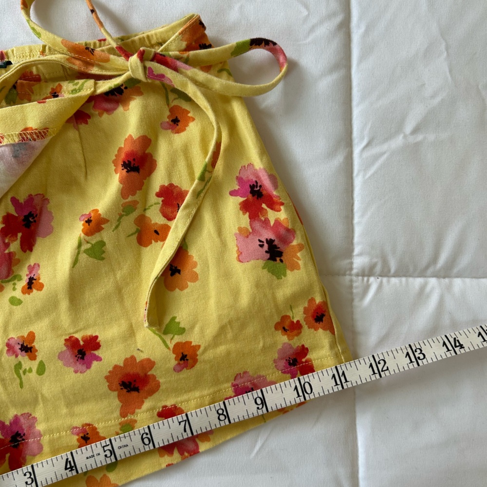 Wild Fable Yellow Floral Wrap Around Bow Tie Front Low Rise Mini Skort - Picture 13 of 15